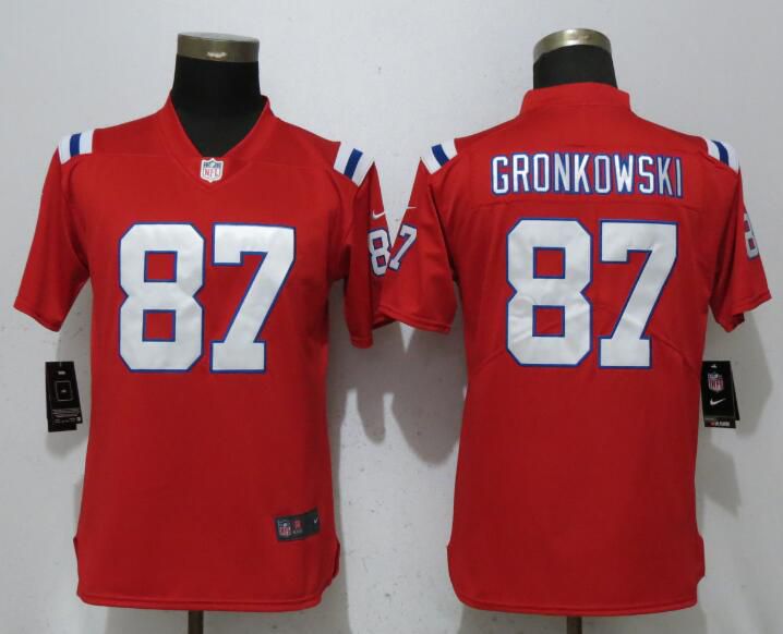 Women New England Patriots 87 Gronkowski Red Vapor Untouchable Player Nike Limited NFL Jerseys